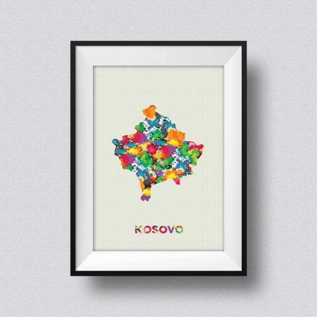 Kosovo Watercolor Map Art Print Ink Splash Poster Canvas