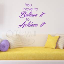 Believe It To Achieve It, Vinyl Wall Art, Fitness Decal, Sport Decals, Bedroom Teen Motivation Quotes - thumbnail 2