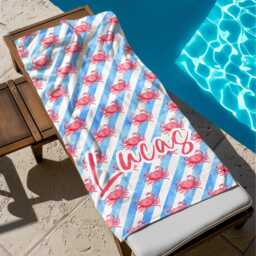 Personalized Name Crab Lobster Shell Beach Towel, Child Custom Monogram Pool Towel For Kids, Vacation Gift, Picnic