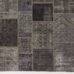 Handmade Turkish Patchwork Rug Blue & Gray Wool - 5x8 Feet - thumbnail 3