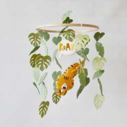Safari Tiger Crib Mobile With Roar - Jungle Baby Nursery Hanging Felt Animal Shower Gift - thumbnail 3