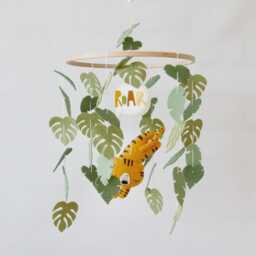 Safari Tiger Crib Mobile With Roar - Jungle Baby Nursery Hanging Felt Animal Shower Gift - thumbnail 2