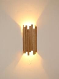 Handmade Oak Slat Wall Sconce Modern Japandi Lighting. Plug-In Option. Usa Duties Paid - thumbnail 2