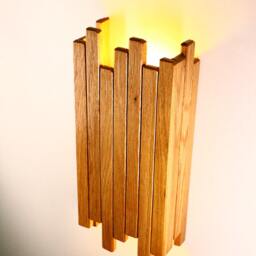 Handmade Oak Slat Wall Sconce Modern Japandi Lighting. Plug-In Option. Usa Duties Paid - thumbnail 3