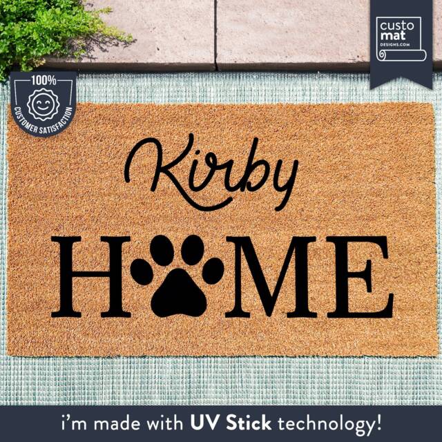 Personalised Family Name Home Doormat - With A Pawprint Animal Lover Gift Custom Coir Mat - image 1