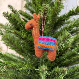 Needle Felt Llama Christmas Ornament Handmade Fair Trade Wool - thumbnail 4