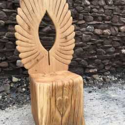 Handcrafted Angel Wing Wooden Chair - Fantasy Furniture With A Touch Of Magic, Perfect For Storytelling Or Artistic Spaces - thumbnail 2