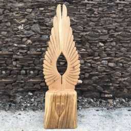 Angel Storytelling Chair - Hand-Carved Oak Wings & Heart Magical Fantasy Schools Libraries Bespoke Wales