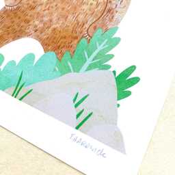 standing Bear Risograph Print - A3 Larger Size Animal Illustration, Brown Art Print, Woodland Nursery Wall - thumbnail 3
