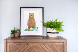 standing Bear Risograph Print - A3 Larger Size Animal Illustration, Brown Art Print, Woodland Nursery Wall - thumbnail 1