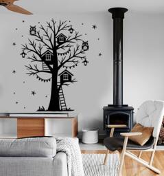 Wall Vinyl Decal Fairytale Tree Lantern Owl Romantic Stars Amazing Decor 1394Dz - thumbnail 1