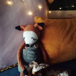 Crochet Fox Plush Toy Handmade Cotton Stuffed Animal - thumbnail 4