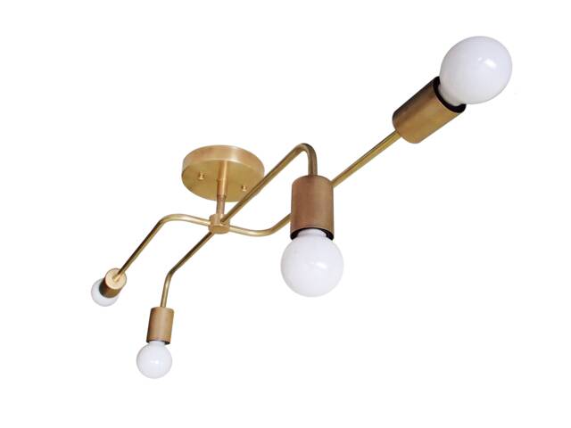 Modern Flush Mount - Brass Ceiling Light Contemporary Lighting Bedroom Bathroom & Black - image 1
