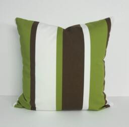 striped Pillow Cover Olive Green, Brown, White - 20x20 - thumbnail 1