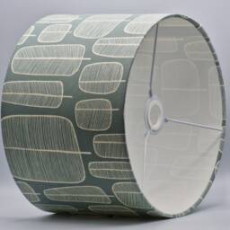 Handmade Lampshade Slate Blue Tree Fabric Drum, Retro Scandi Forest Light Shade For Table/Floor Lamp Or Ceiling Pendant - thumbnail 3