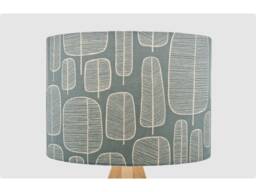 Handmade Lampshade Slate Blue Tree Fabric Drum, Retro Scandi Forest Light Shade For Table/Floor Lamp Or Ceiling Pendant