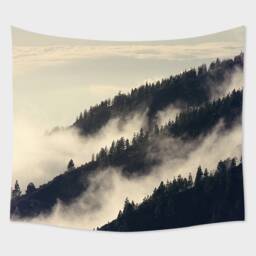 Misty Forest Wall Hanging, Forest Tapestry, Wall Decor, Pine Art, Nature Hanging - thumbnail 1