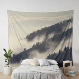 Misty Forest Wall Hanging, Forest Tapestry, Wall Decor, Pine Art, Nature Hanging - thumbnail 2