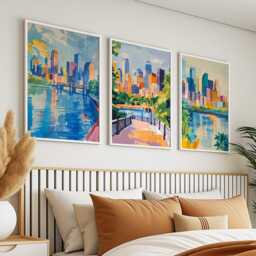 Minneapolis Minnesota Poster Set Of 3 City Travel Wall Art Usa Skyline Mississippi River Prints, Vintage Minimalist Style - thumbnail 2