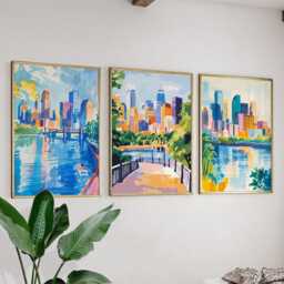 Minneapolis Minnesota Poster Set Of 3 City Travel Wall Art Usa Skyline Mississippi River Prints, Vintage Minimalist Style - thumbnail 3