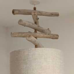 Driftwood Pendant Light With Linen Lampshade, ?? 30 cm, Ideal Gift For Birthdays & Christmas, Perfect Zen, Hygge, Scandinavian Decor - thumbnail 2