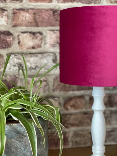 Pink Velvet Lampshade Uk, Cerise Lampshade, Hot Lamp, Side Table Small Lamp Shade - image 1