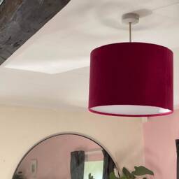 Pink Velvet Lampshade Uk, Cerise Lampshade, Hot Lamp, Side Table Small Lamp Shade - thumbnail 2