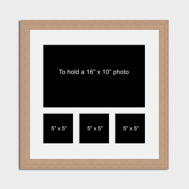 Oak Veneer Multi Photo Picture Frame - Holds 16x10 & 5x5 Photos - image 1