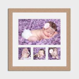 Oak Veneer Multi Photo Picture Frame - Holds 16x10 & 5x5 Photos - thumbnail 3
