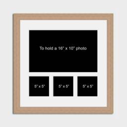 Oak Veneer Multi Photo Picture Frame - Holds 16x10 & 5x5 Photos - thumbnail 1