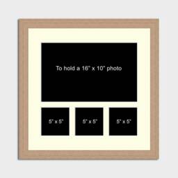 Oak Veneer Multi Photo Picture Frame - Holds 16x10 & 5x5 Photos - thumbnail 2
