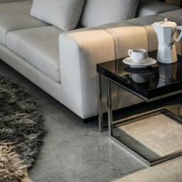 Handmade Black Marble Top Side Table Art Deco Steel Frame - thumbnail 2