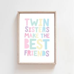 Twins Bedroom Prints, Nursery Wall Art, Sister Rainbow Pastel Colours, Decor, Twin Thing, Playroom - thumbnail 1