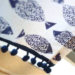 Scandinavian Fish Pom Linen Cafe Curtain Window Valance/Bedroom Treatment/Kids Nursery Child Playroom Curtain/Shower Curtain-Gift - thumbnail 3