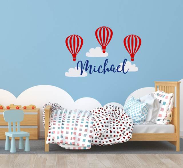 Personalized Hot Air Balloon Wall Decal Baby Boy Nursery Decor Ww84 - image 1