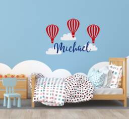 Personalized Hot Air Balloon Wall Decal Baby Boy Nursery Decor Ww84 - thumbnail 1