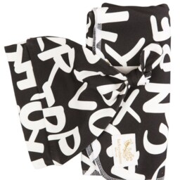 Organic Alphabet White Swaddle Blanket, Receiving Large, Free Domestic Shipping, Handmade in Usa, Baby Shower Gift - thumbnail 2