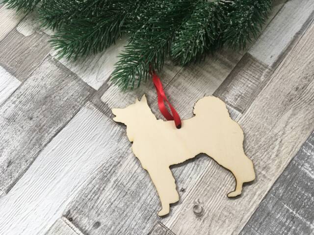Personalized Husky Christmas Ornament, Laser Cut Wooden Xmas Decor - image 1