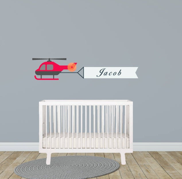 Boys Personalized Wall Decals Airplane, Nursery Stickers, Decal, Nursery, Boys, Transport Decal - image 1