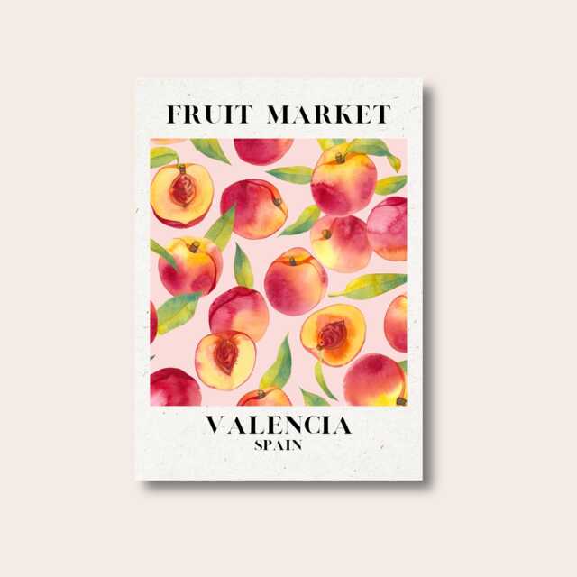 Valencia Peach Print, Fruit Market Kitchen Wall Home Decor, Gift Ideas, Prints, Posters, Art - image 1