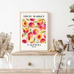 Valencia Peach Print, Fruit Market Kitchen Wall Home Decor, Gift Ideas, Prints, Posters, Art - thumbnail 2