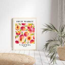Valencia Peach Print, Fruit Market Kitchen Wall Home Decor, Gift Ideas, Prints, Posters, Art - thumbnail 3