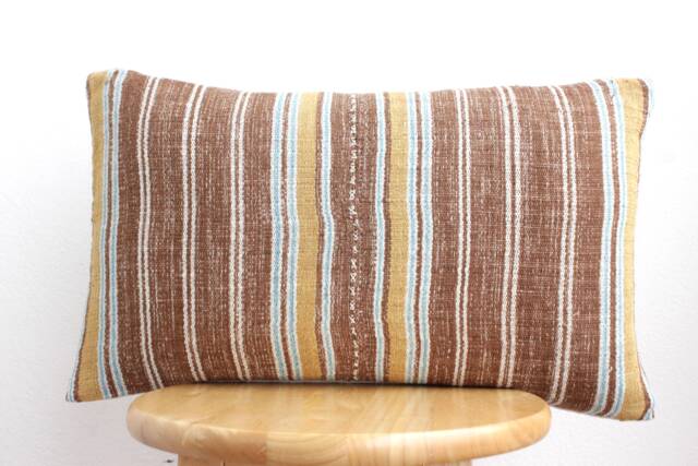 "Vintage Hmong Pillow Cover Handmade Embroidered Batik Textile, 12"" X 20" - image 1