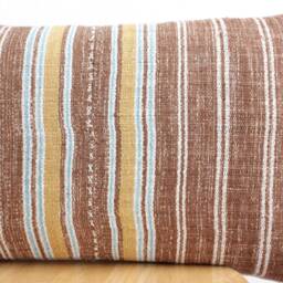 "Vintage Hmong Pillow Cover Handmade Embroidered Batik Textile, 12"" X 20" - thumbnail 2