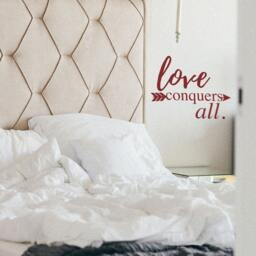 Love Conquers All Vinyl Wall Decal - Arrow Quote, Home Decor - thumbnail 2