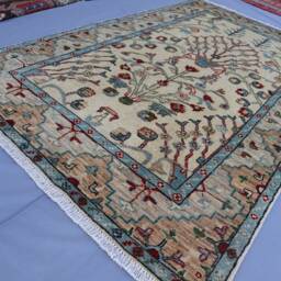 4x6 Afghan Rug, Floral Tree Of Life Design Handmade Wool Area Natural Dyes Beige Oriental Turkmen Living Room Rug For Bedroom - thumbnail 2