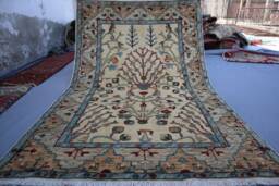 4x6 Afghan Rug, Floral Tree Of Life Design Handmade Wool Area Natural Dyes Beige Oriental Turkmen Living Room Rug For Bedroom - thumbnail 1
