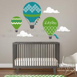 Hot Air Balloon Wall Decal Sticker With Custom Name Baby Nursery Wall Decals Decor - thumbnail 2