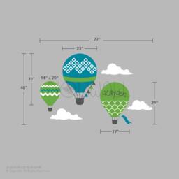 Hot Air Balloon Wall Decal Sticker With Custom Name Baby Nursery Wall Decals Decor - thumbnail 3