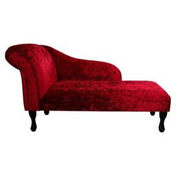 Handmade Red Crushed Velvet Chaise Longue - thumbnail 2